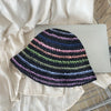 Handwoven Rainbow Stripe Straw Sun Hat with Wide Brim