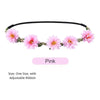Pink floral rose wreath crown headpiece with an adjustable ribbon.