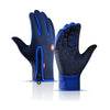 Une paire de gants de vélo et de sport en polaire bleu marine et bleu royal, présentés sur fond blanc.