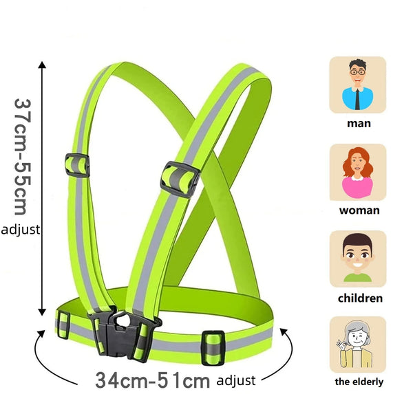 Adjustable Reflective Safety Vest for Night Running and Cycling