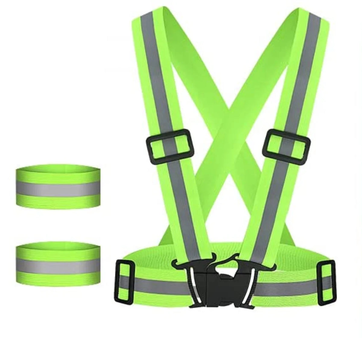 Adjustable High-Visibility Reflective Safety Vest with Wrist Straps