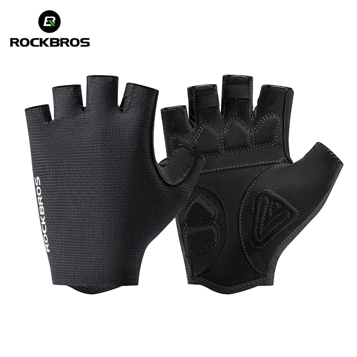 A pair of black breathable cycling gloves designed for mountain biking riding.