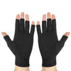 Black compression gloves for the hand and wrist.