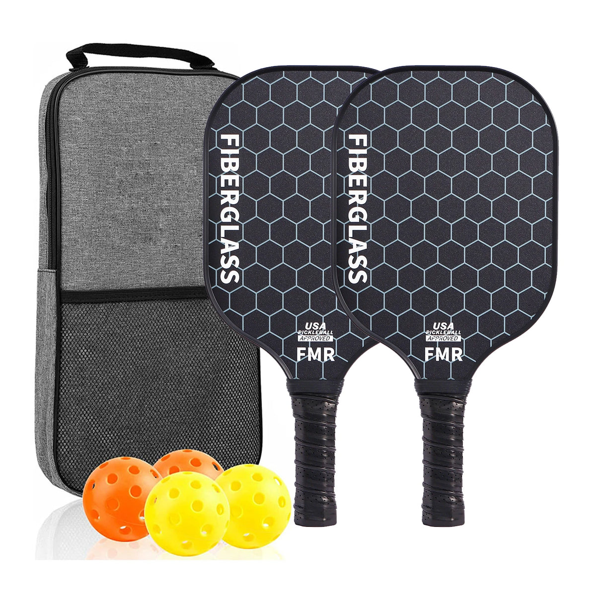 2-Piece Fiberglass Pickleball Paddle Set with 4 Balls for Beginners