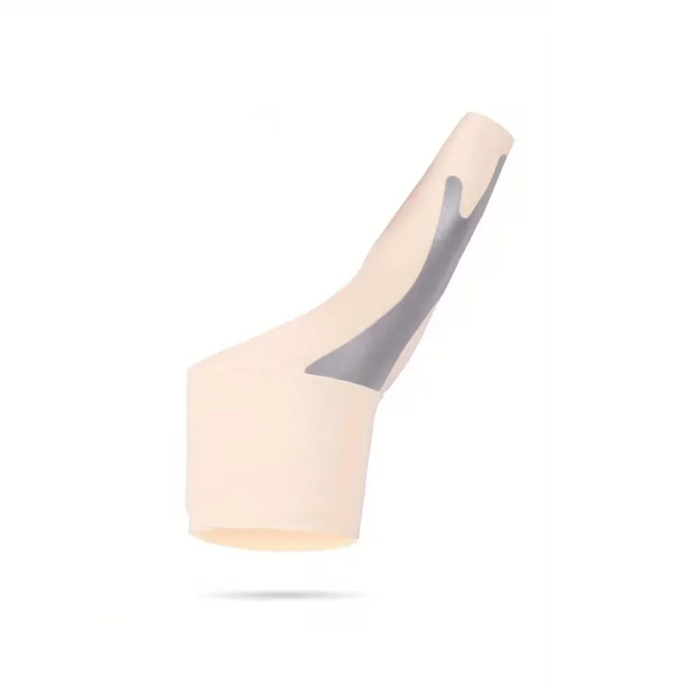 A beige orthopedic thumb tendon sheath wrist guard shown in profile view.