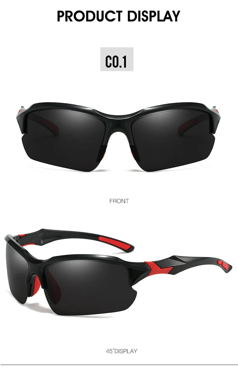 Polarized Half-Frame Sport Sunglasses with Anti-Glare Lenses