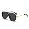 Classic oval pilot sunglasses with gold-tone metal frames and dark lenses