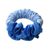 Blue satin heatless curling rod headband with gathered fabric detail
