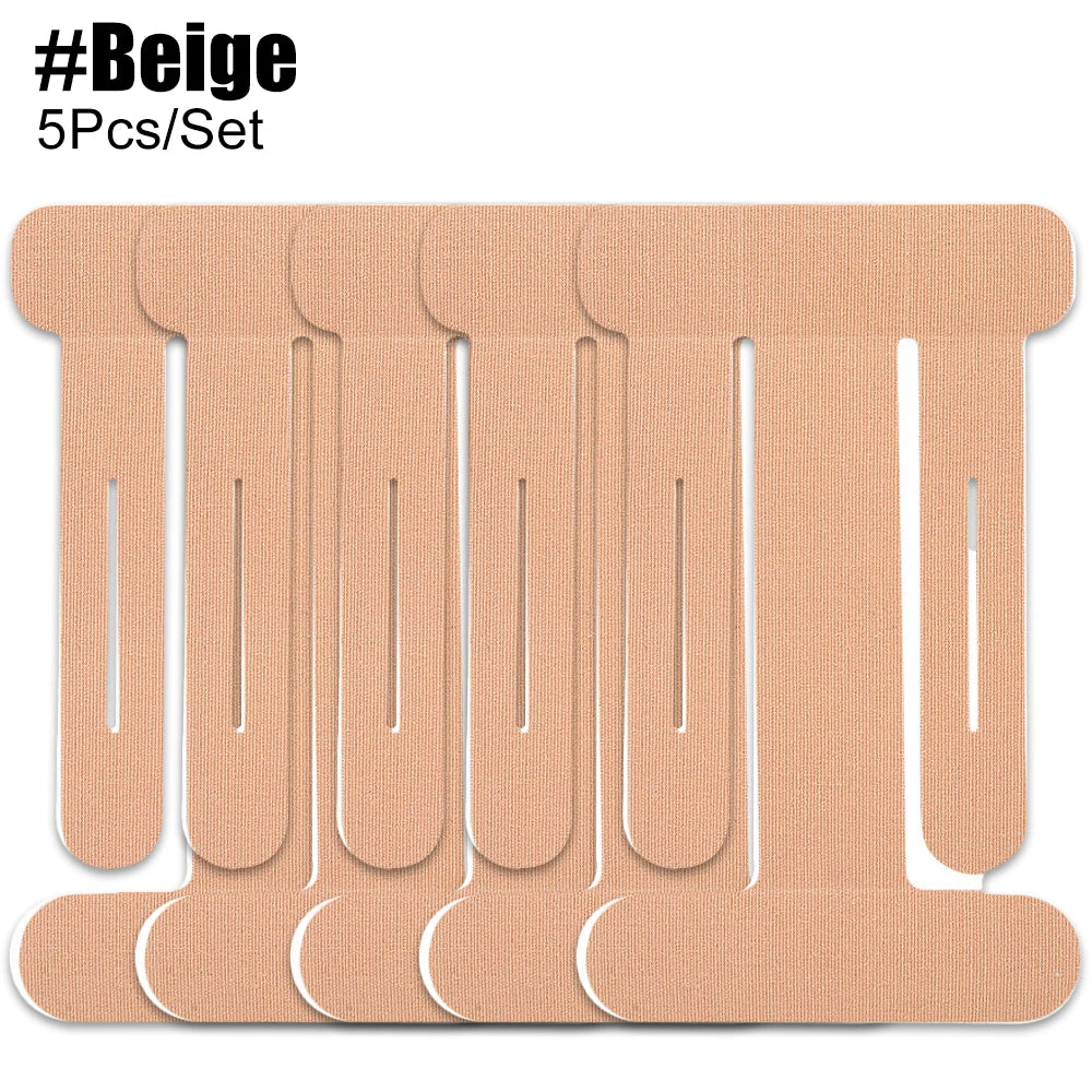 A set of beige kinesiology support tape pieces packaged for joint relief.
