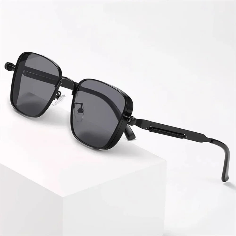 Vintage Steampunk Square Sunglasses with Metal Frame