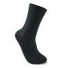 A black men's mid-tube sweat absorption sock shown in a vertical view.