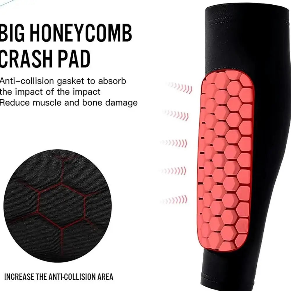 Black anti-collision honeycomb crash pad leg guard for sports protection
