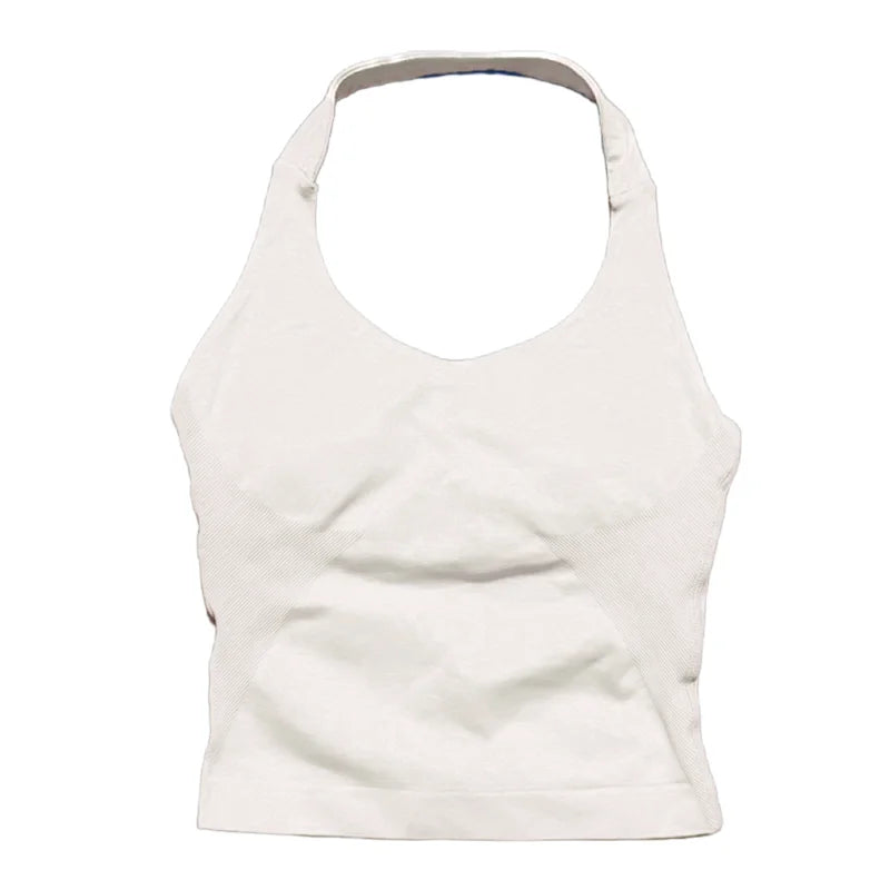 White seamless performance yoga and gym tank top