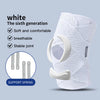 White sixth generation knee pads with support springs shown on a hand.