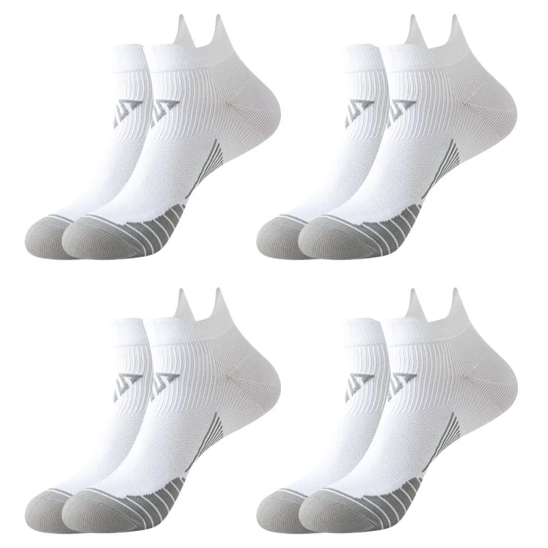 Mehrpack weiße Kompressions-Sportstrümpfe für Herren und Damen, seitliche Ansicht