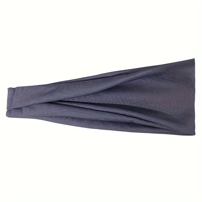 Diadema deportiva gris oscuro, de secado rápido, doblada y mostrada plana.