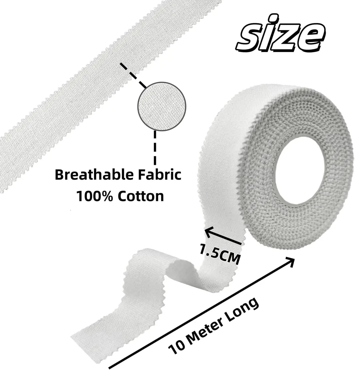 Roll of 10 meter breathable cotton fabric used for athletic finger tape
