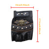 Black half-finger motorcycle riding gloves featuring a pirate skull design and leather accents