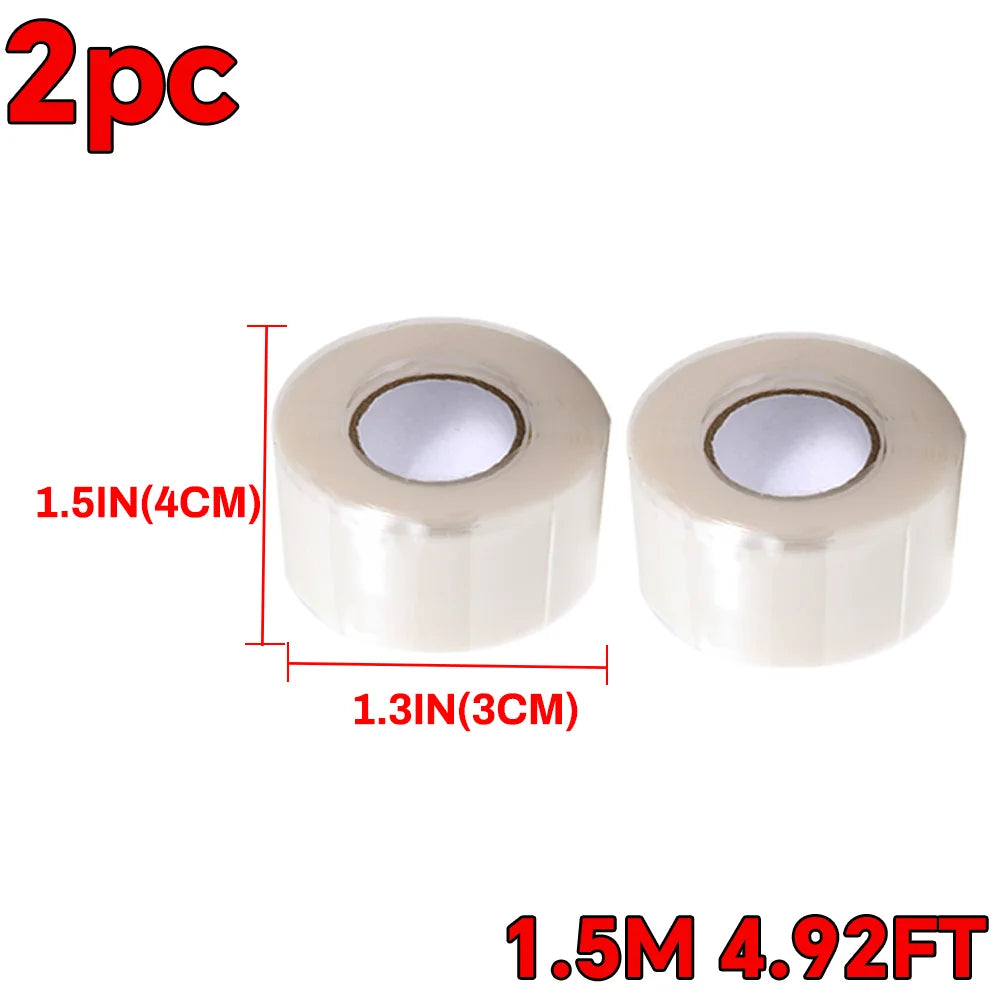 Two rolls of 1.5M silicone repair tape, measuring 1.5 inches in diameter and 3 cm in length.