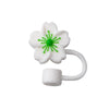 White silicone butterfly straw cover for tumblers with green accents