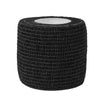Roll of black elastic bandage material with a white core
