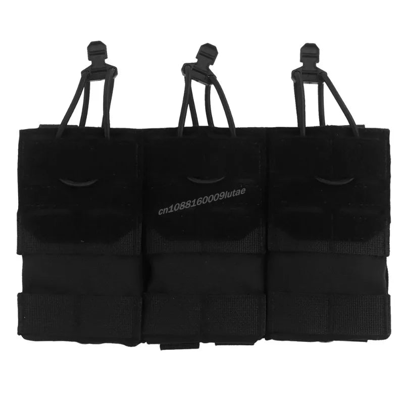 Black tactical magazine pouch designed for plate carriers.