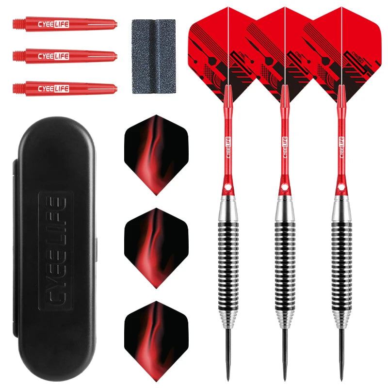Professional Steel Tip Darts Set with Aluminum Shafts and Storage Box