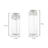 Clear plastic water bottle with a sports straw and time scale markings