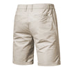 Light beige men's summer cotton casual shorts shown from the back