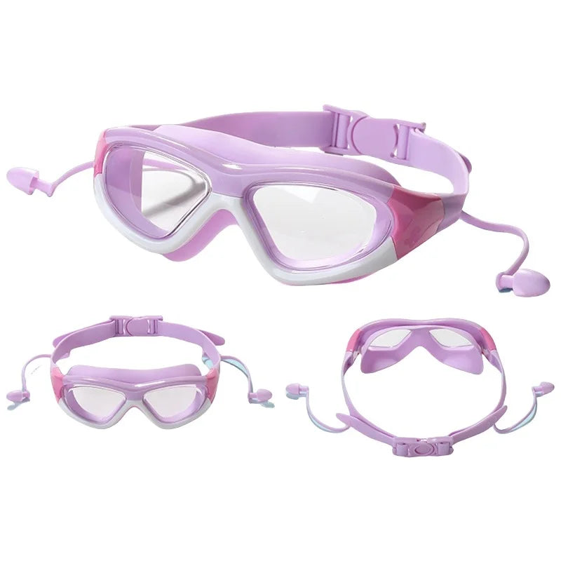 Kids Swim Goggles with Anti-Fog Lenses and Silicone Earplugs
