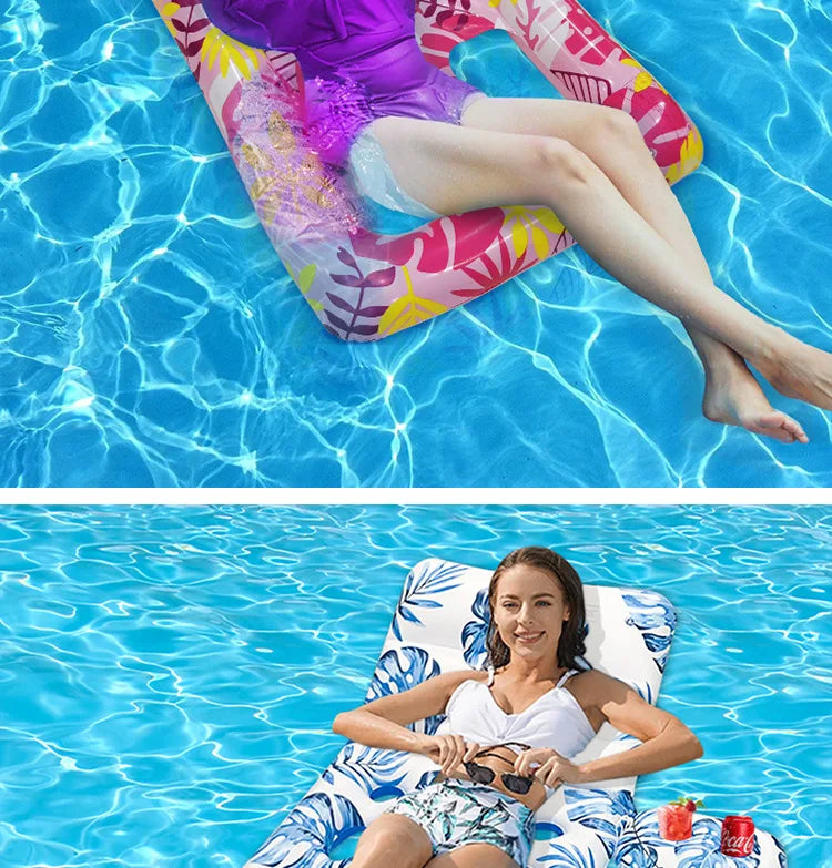 Striped Inflatable Pool Hammock for Adults