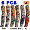 Six packs of unisex breathable arm sleeves featuring various skull and colorful designs.