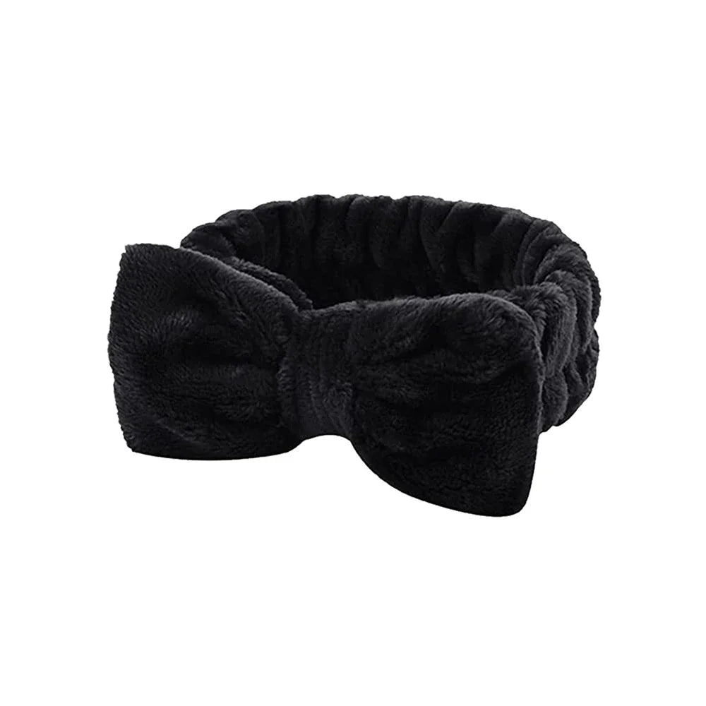 Black microfiber spa headband and wristband set