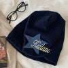 Embroidered Star-Patch Beanie Hat