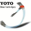 YOTO blue one-arm fishing tackle rig with six pieces of line and orange beads