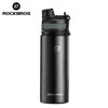 Black insulated stainless steel thermal water bottle with a silver cap and black finish.