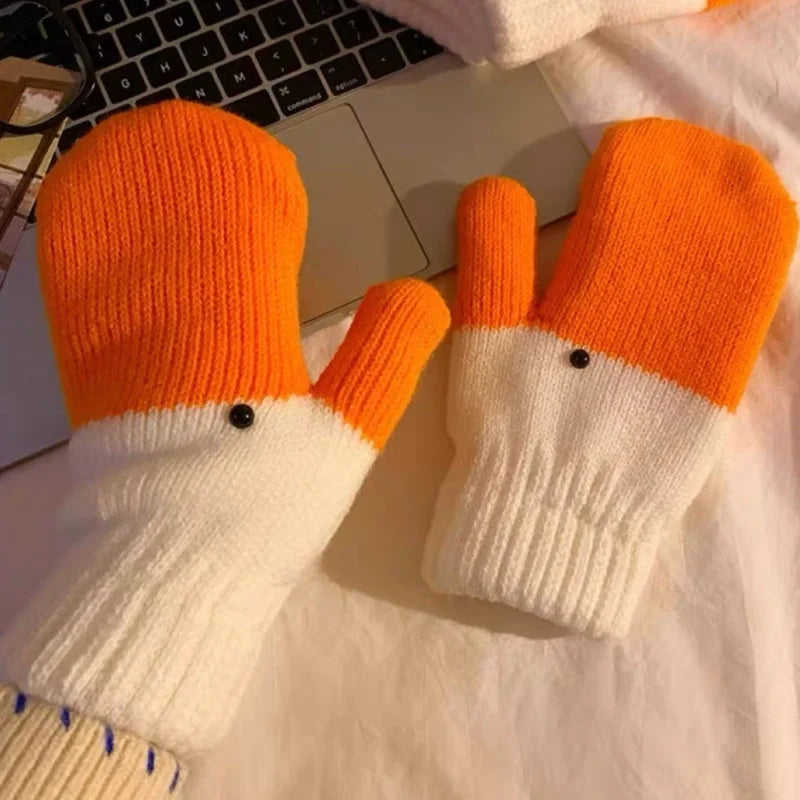 Knit Goose Gloves with Plush Lining