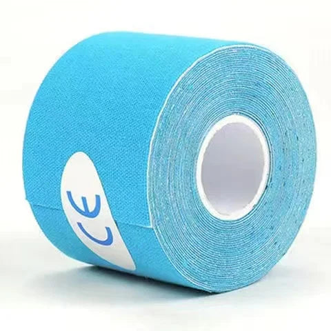 Roll of blue kinesiology tape for athletic recovery