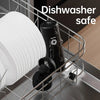 A black insulated stainless steel sports water bottle with a magnetic lid stored in a metal dishwasher safe rack.