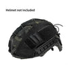 Black tactical helmet cover with camouflage pattern, shown from the top.