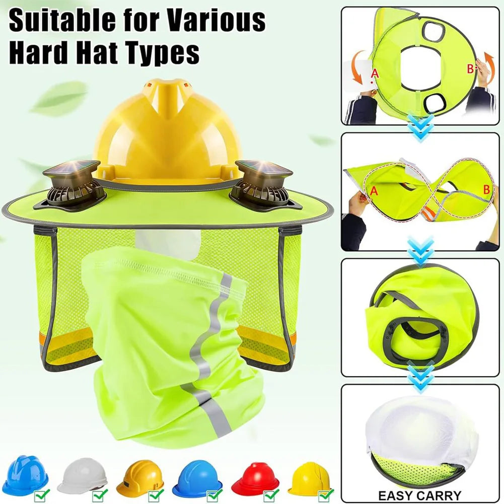 Hard Hat Sun Shade with Dual Cooling Fans for Construction Workers
