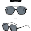Black double beam sunglasses shown in a positive view and a 45-degree side angle.