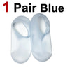 One pair of blue silicone moisturizing socks for cracked feet.