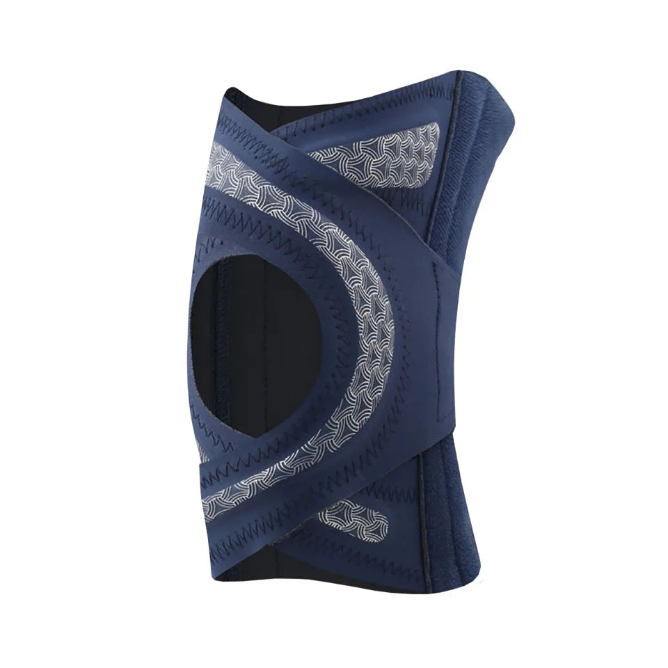 Marineblaue Kompressionsbandage für das Knie mit gemustertem Stoff für Sport und Aktivitätssupport
