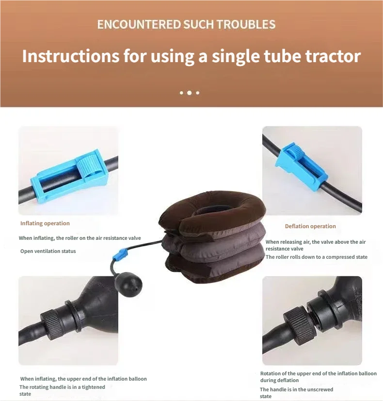 Diagram showing instructions for using a single tube tractor, including inflating and deflating operations.