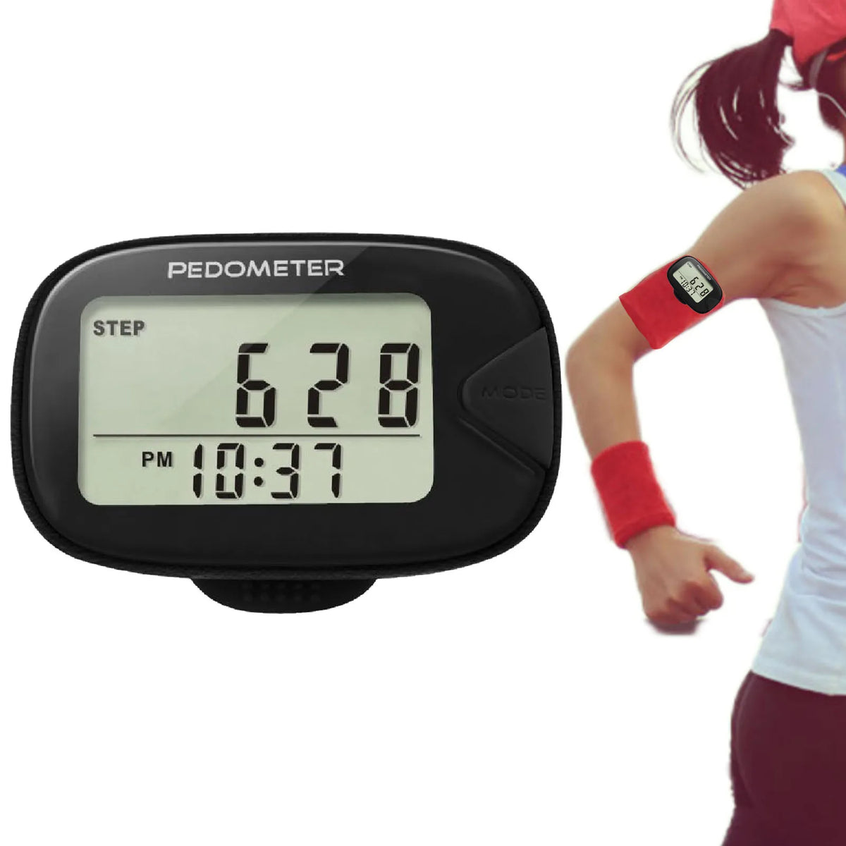 Clip-On Pedometer Step Counter with Memory