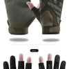A pair of dark olive green tactical anti-slip outdoor gloves shown in display view.