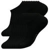 A set of black men's essential warm socks for outdoor activities, displayed in a stack.