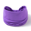 A purple boho wide headband hair wrap for women shown against a white background.