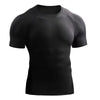 Black men's quick-dry compression running t-shirt shown from the front.